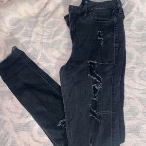 American Eagle Outfitters Black Skinny Distressed Jeans